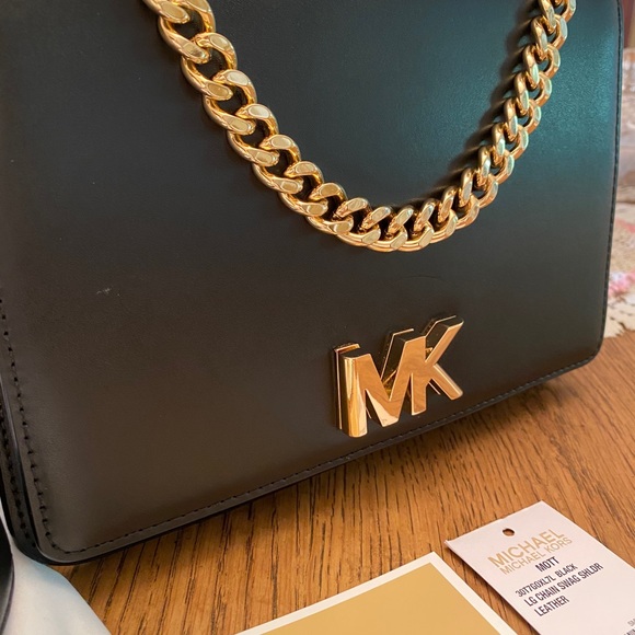Michael Kors Black Leather Mott Handbag Bag - Picture 2 of 13